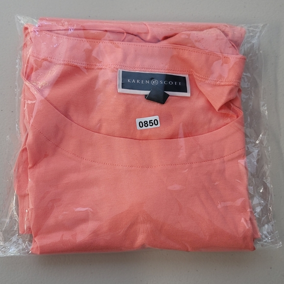 KAREN SCOTT Womens Plus 0X Solid Coral - Picture 13 of 13